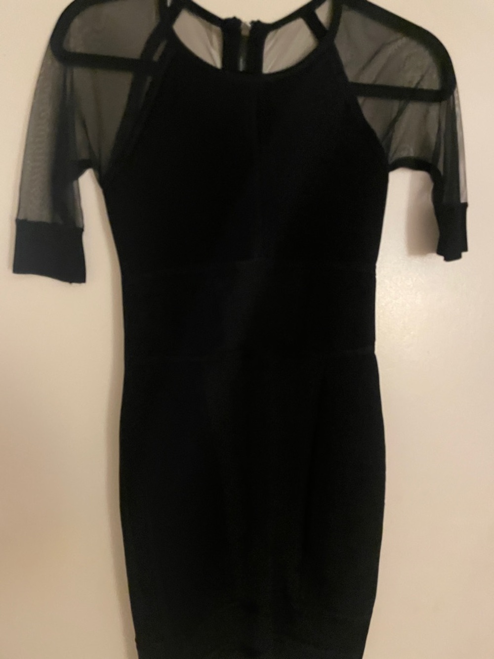 AllSaints Black Sheer-Sleeve Mini Dress